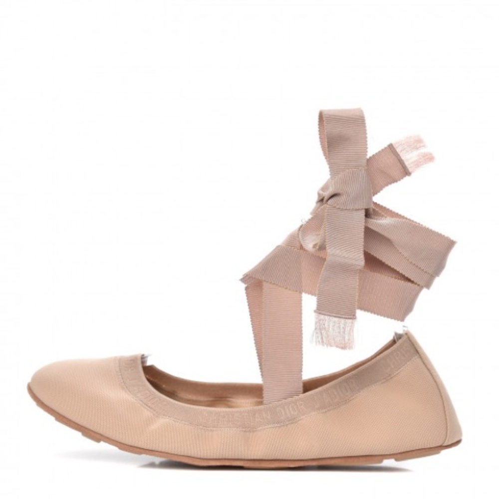 Dior Academy Lace Up Ballet Slipper Flat Ballerina in Color Nude, Size 36.5